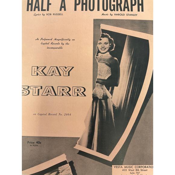 Half A Photograph Sheet Music Kay Starr Bob Russell Harold Stanley - Picture 2 of 5